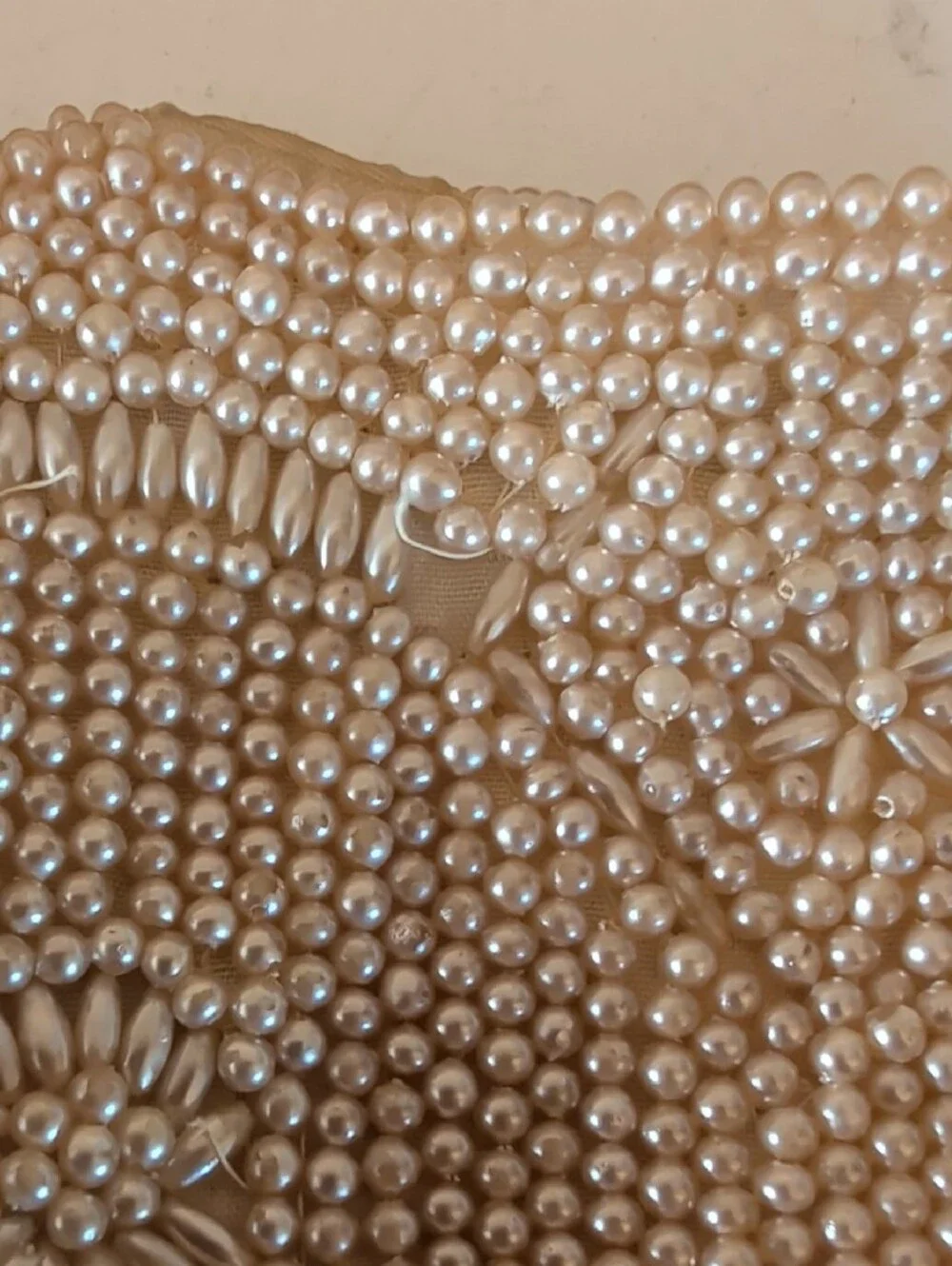 VTG. Faux Pearl Beaded Clutch Bag - Elegant Cream Evening Purse. Made In Japan